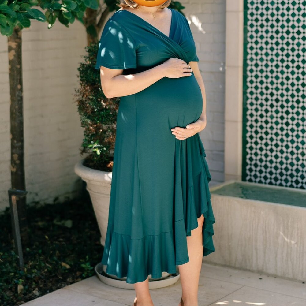 Elegant Green Maternity Dress - Tiffany Rose - Picture 5 of 5